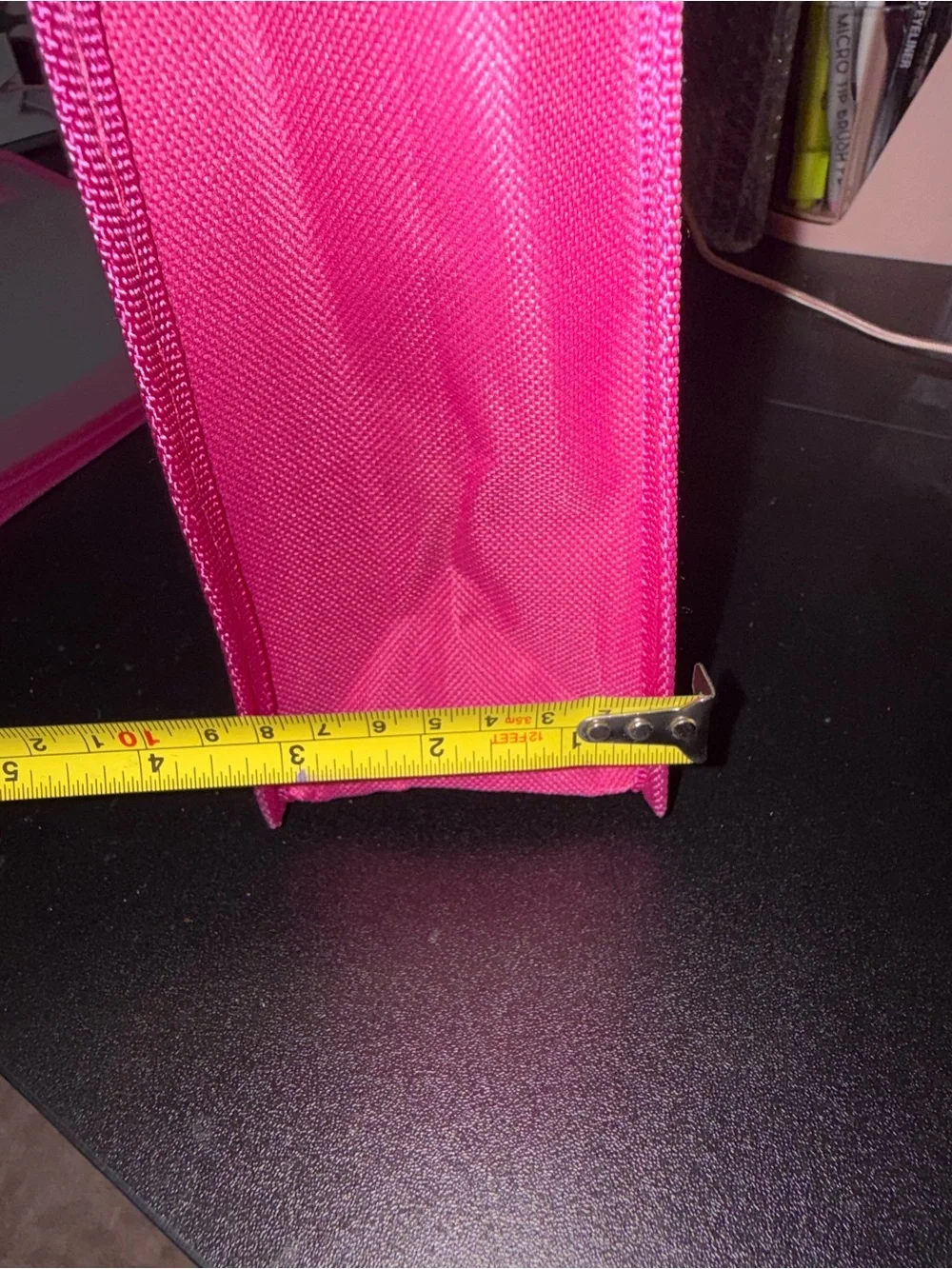 Pink-Trim Clear Tote Organizer with Handle